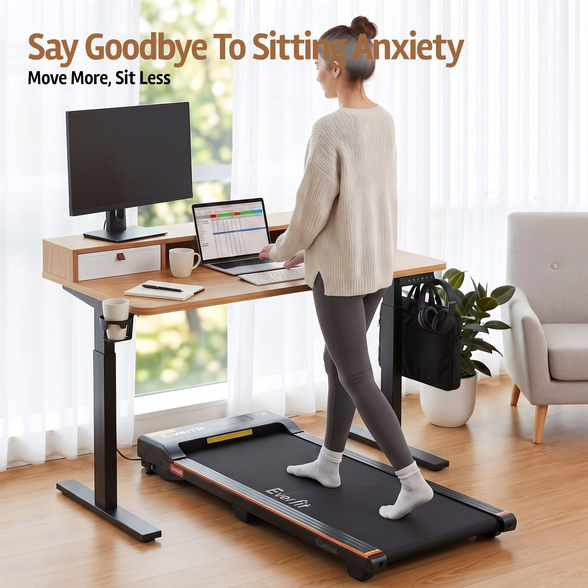 TWSC Electric Standing Desk Height Adjustable Home Office 120cm Oak