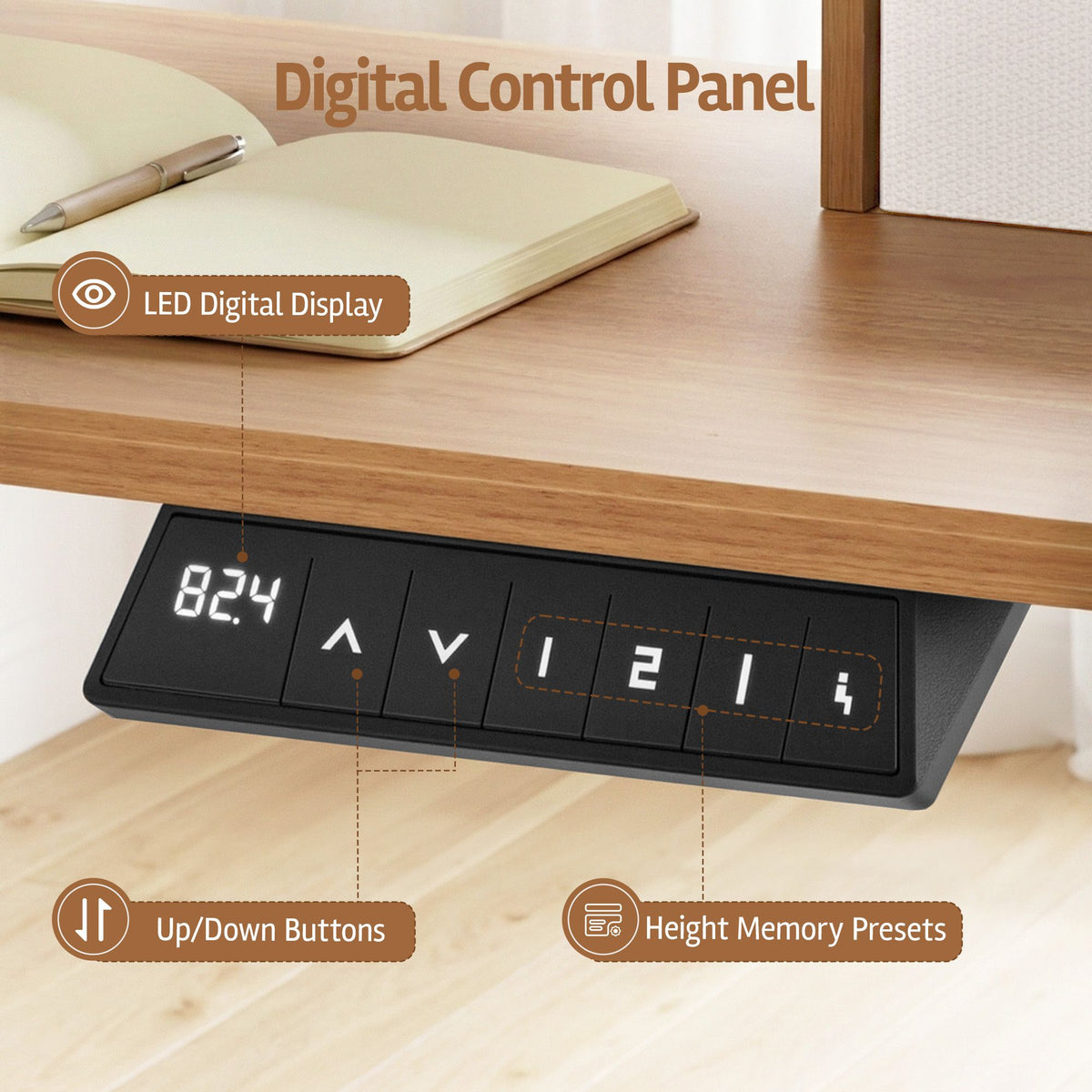 TWSC Electric Standing Desk Height Adjustable Home Office 120cm Oak