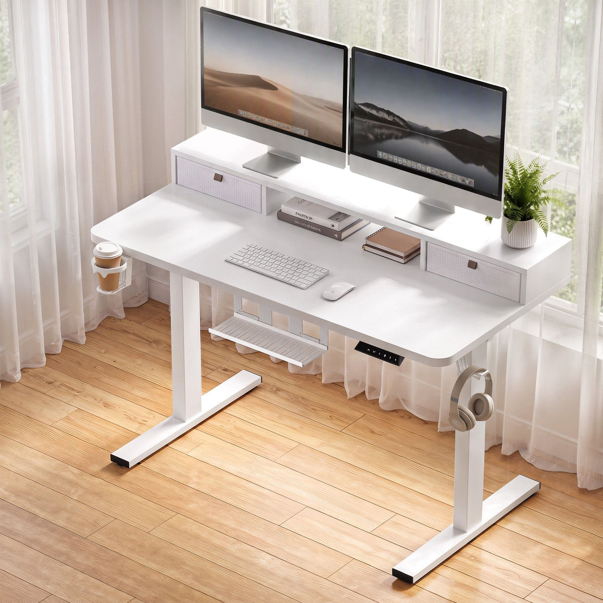 TWSC Electric Standing Desk Height Adjustable Home Office 120cm White