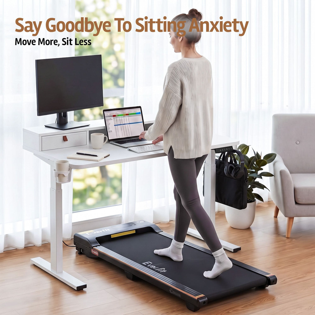 TWSC Electric Standing Desk Height Adjustable Home Office 120cm White