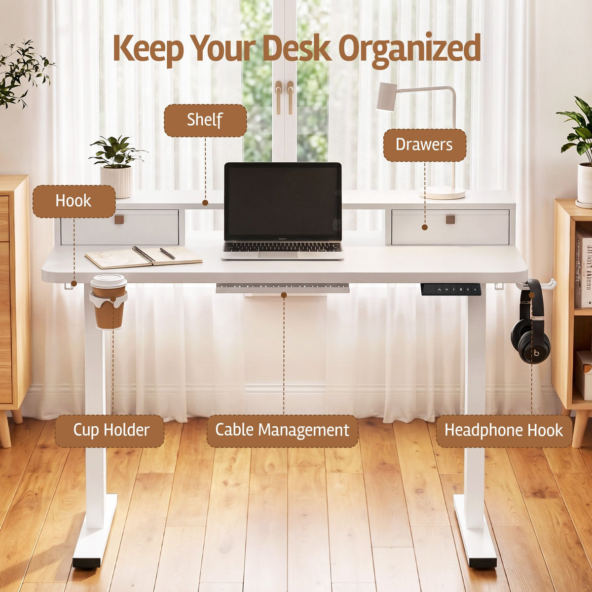 TWSC Electric Standing Desk Height Adjustable Home Office 120cm White