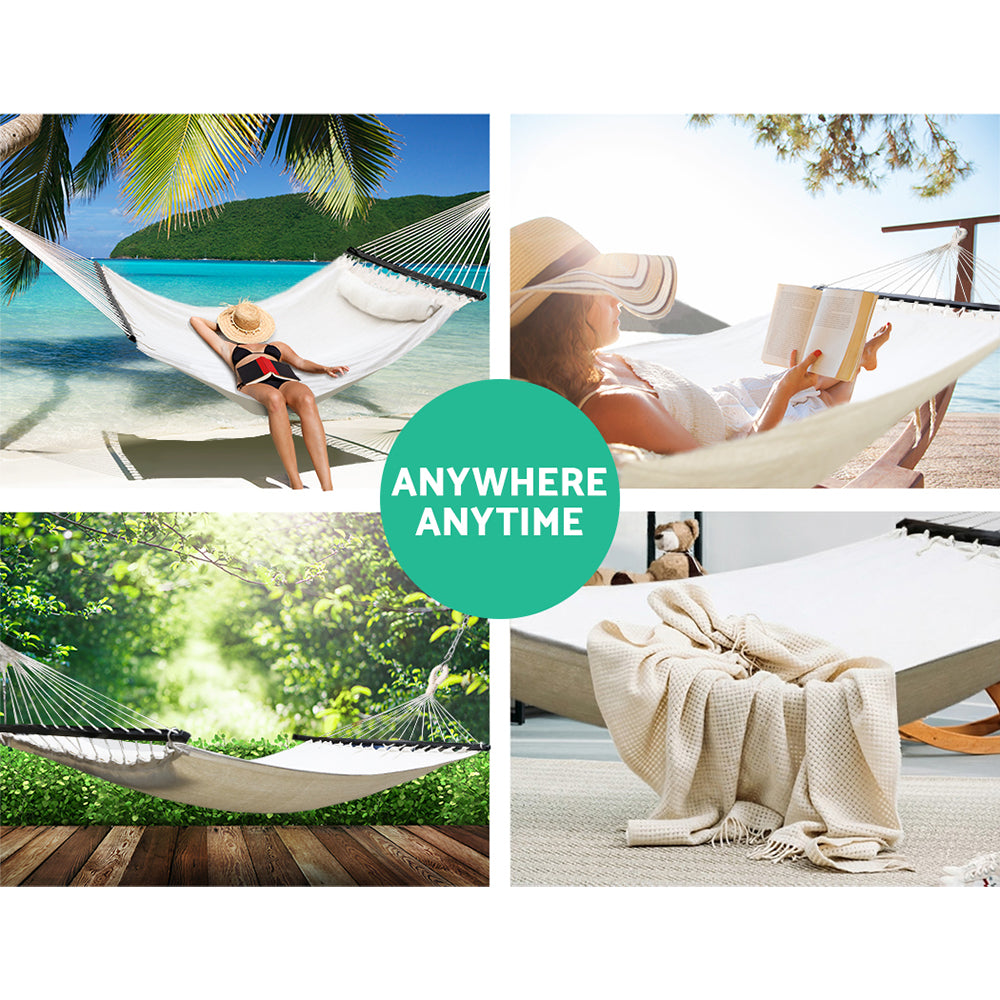 Hammock Bed – Portable 2-Person with Pillow, Cotton-Polyester Blend