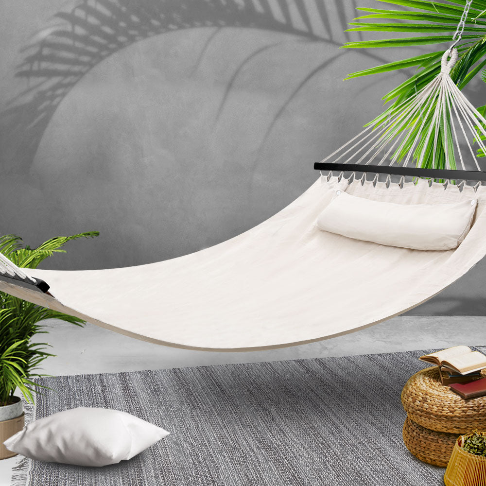 Hammock Bed – Portable 2-Person with Pillow, Cotton-Polyester Blend