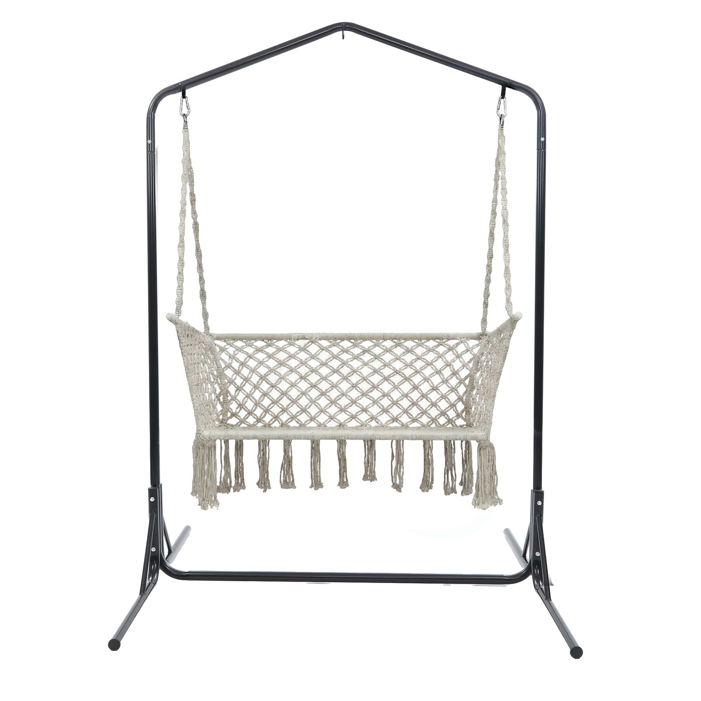 Hammock Chair with Stand – Handmade Macrame, 2-Seater Cream