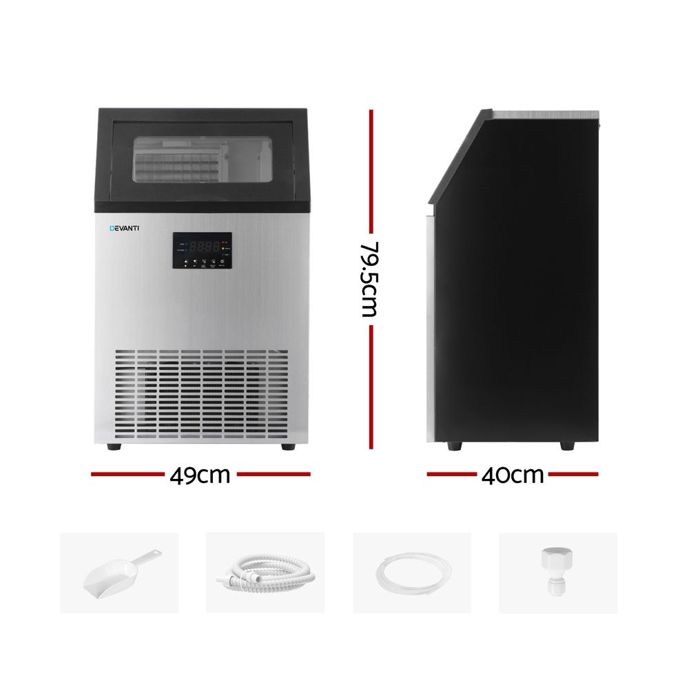 Devanti Ice Maker – Commercial 45kg Capacity, Stainless Steel