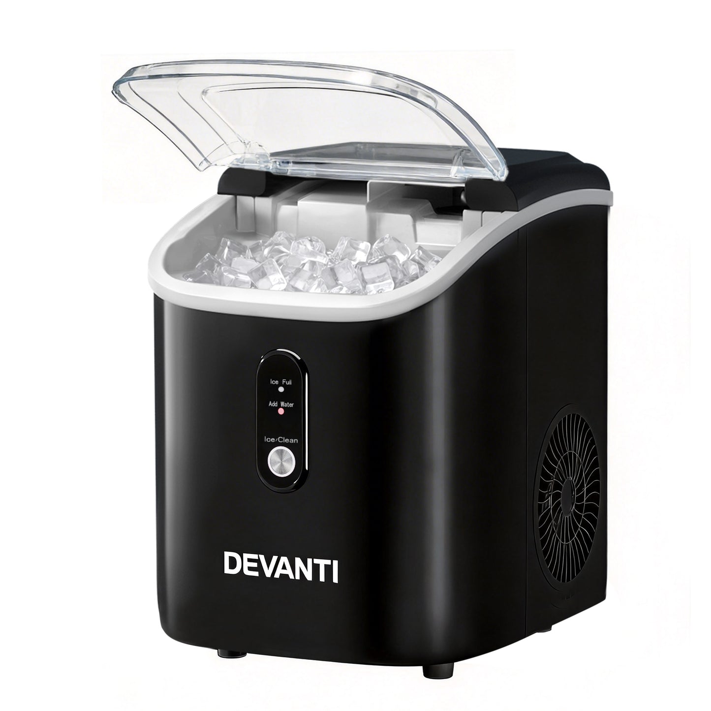 Devanti Nugget Ice Maker – 15kg Daily Capacity, Compact Black Design