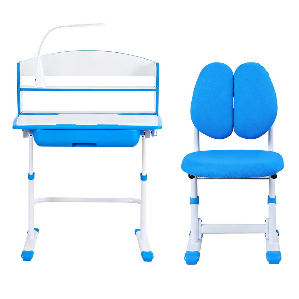 Kids Adjustable Study Desk and Ergonomic Chair Set with LED Lamp – Blue