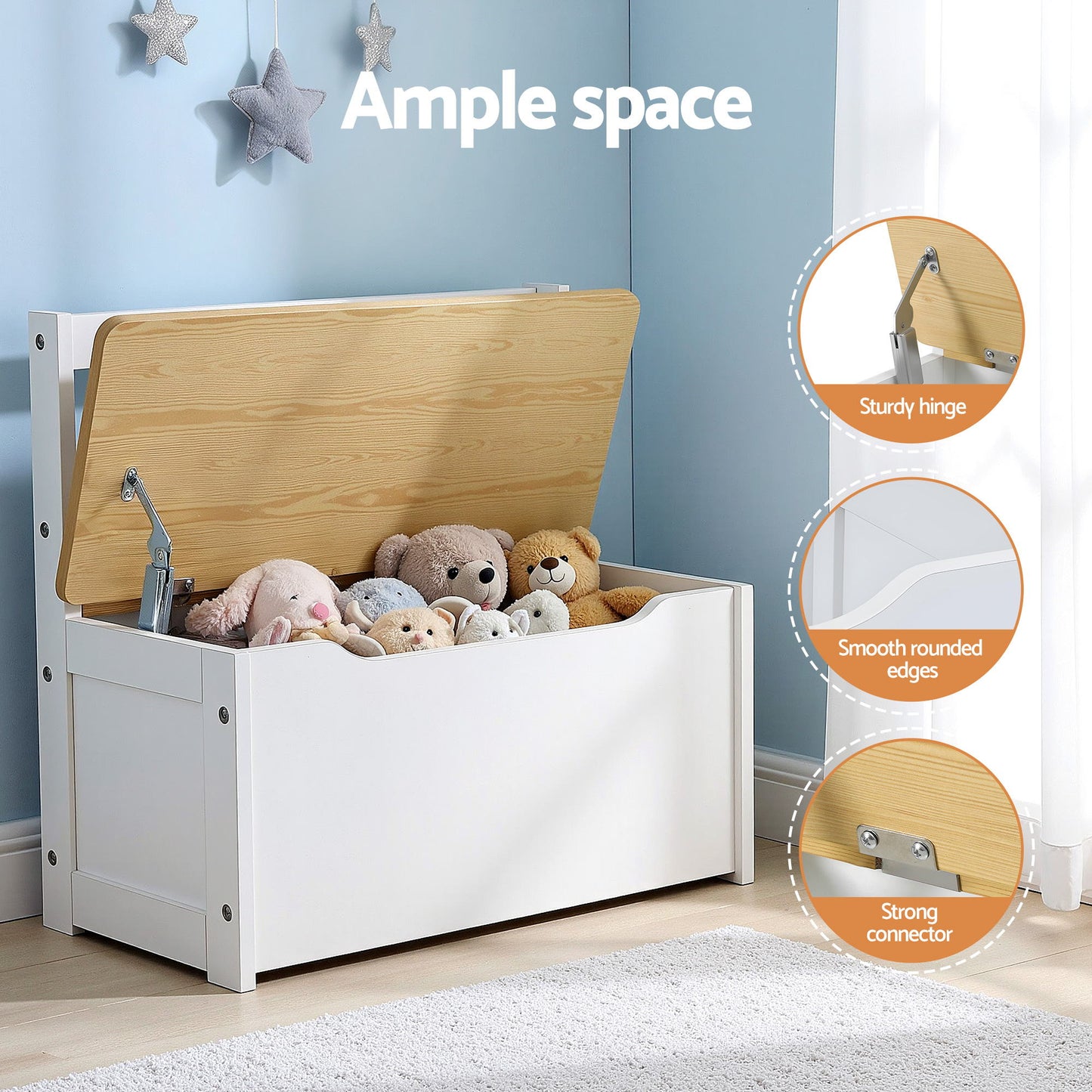 Kids 2-in-1 Activity Table Set with Storage Bench and 2 Chairs – Natural Wood Finish