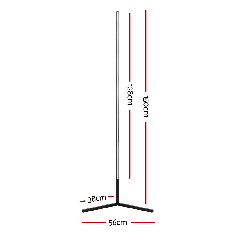 Black RGB LED floor lamp from The Willow Stone Collective, 150cm tall with remote control and USB power for home lighting.