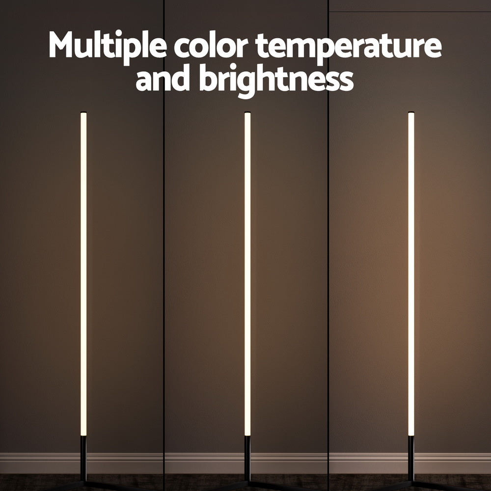 Black RGB LED floor lamp by The Willow Stone Collective with remote control, 150cm tall, USB powered for home and garden lighting.