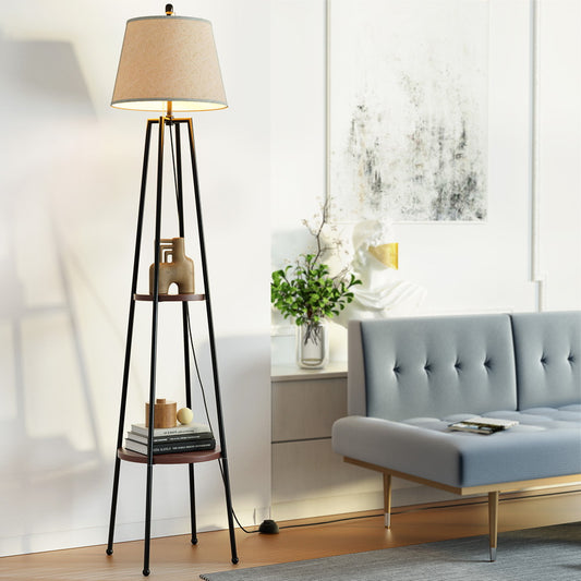 TWSC Floor Lamp 2 Tier Shelf Storage LED Light Stand Home Living Room Upright