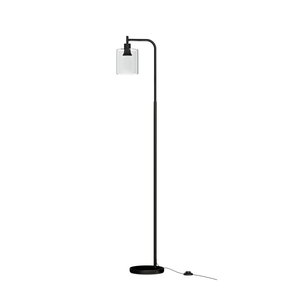 Floor Lamp – Glass Shade, Black Metal, Modern Design