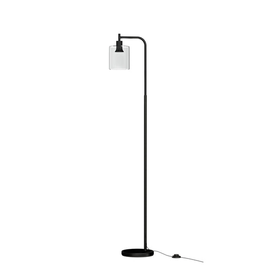 Floor Lamp – Glass Shade, Black Metal, Modern Design