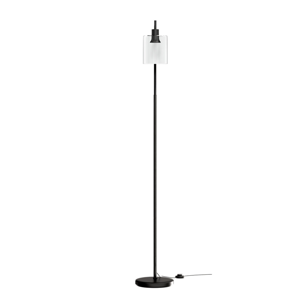 Floor Lamp – Glass Shade, Black Metal, Modern Design