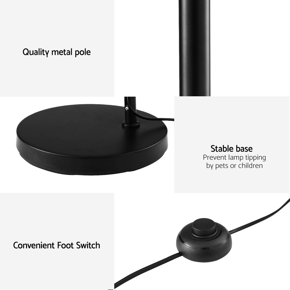 Floor Lamp – Glass Shade, Black Metal, Modern Design