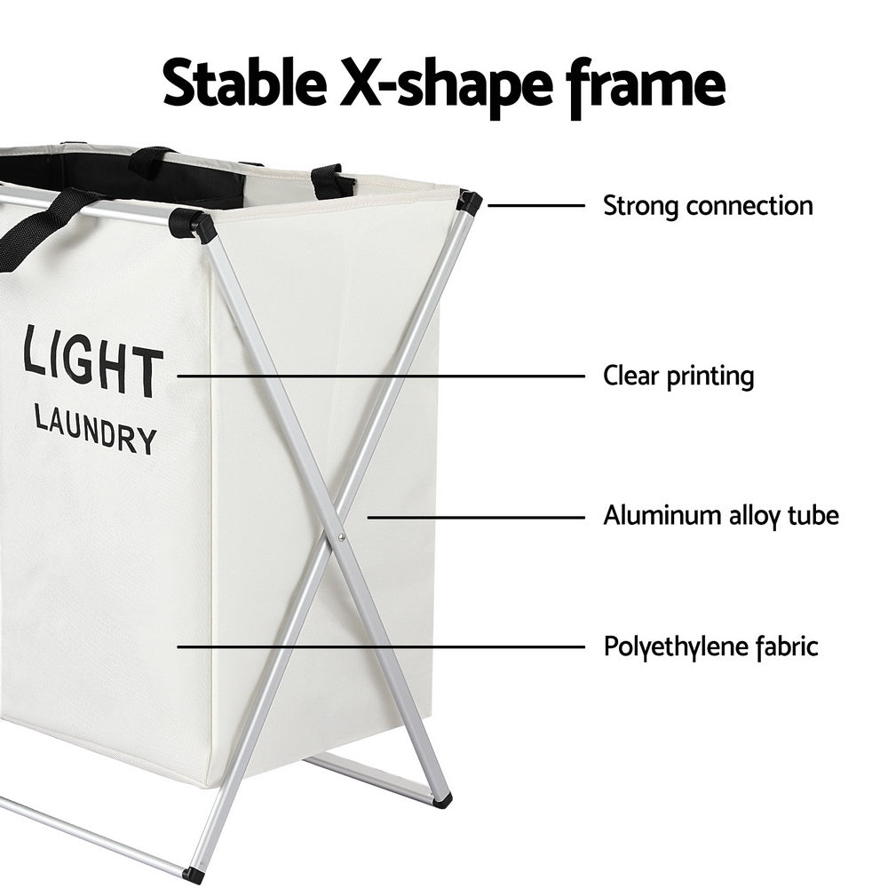 Laundry Basket Hamper – Large Foldable with 2 Sections, Aluminum Frame
