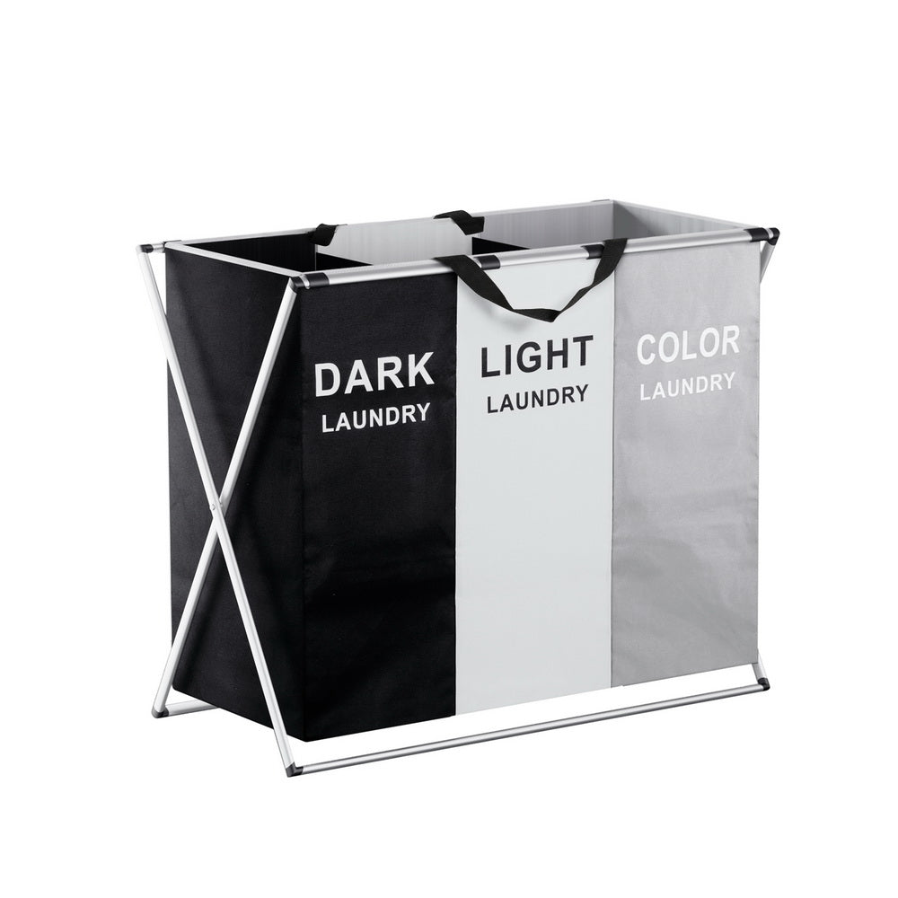 Laundry Basket Hamper – Large Foldable 3-Section Organizer with Handle