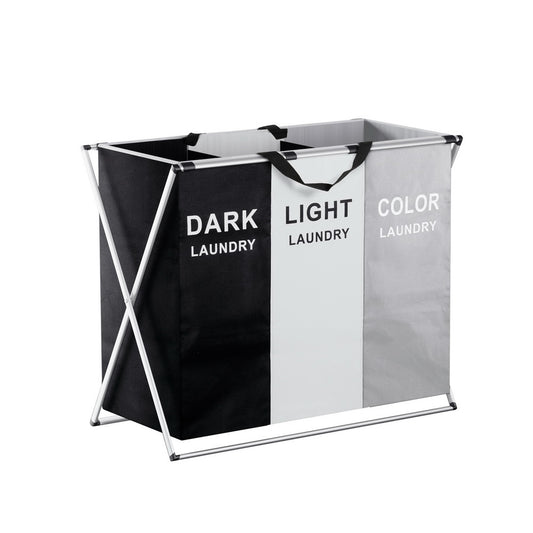 Laundry Basket Hamper – Large Foldable 3-Section Organizer with Handle