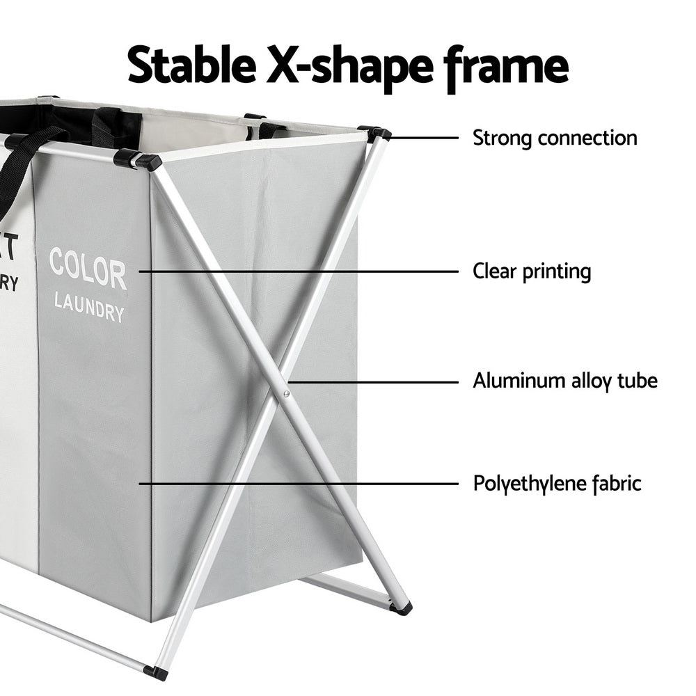 Laundry Basket Hamper – Large Foldable 3-Section Organizer with Handle
