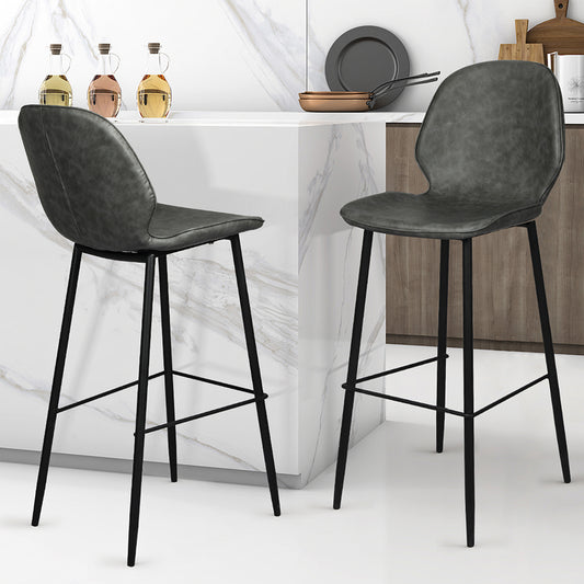 Levede 2x Bar Stool Barstools Counter Grey-2065254616609722374