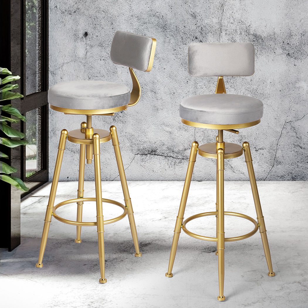 Levede 4x Swivel Bar Stools Kitchen Bar Chair Grey-2065254250719612934