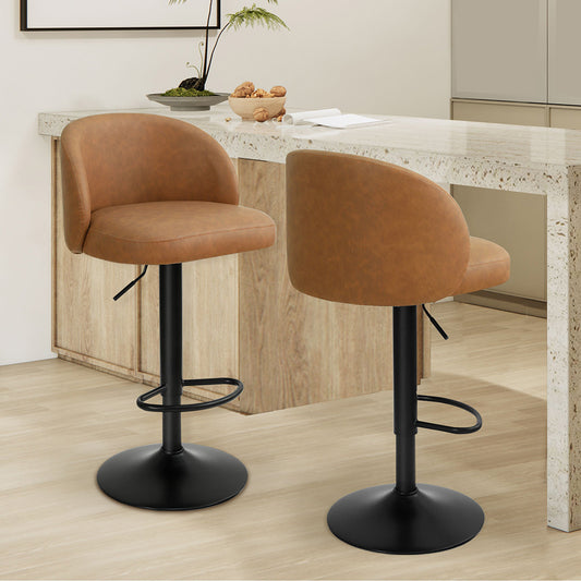 Levede 4x Bar Stool Swivel Gas Lift PU Leather Brown-2065254252045012998