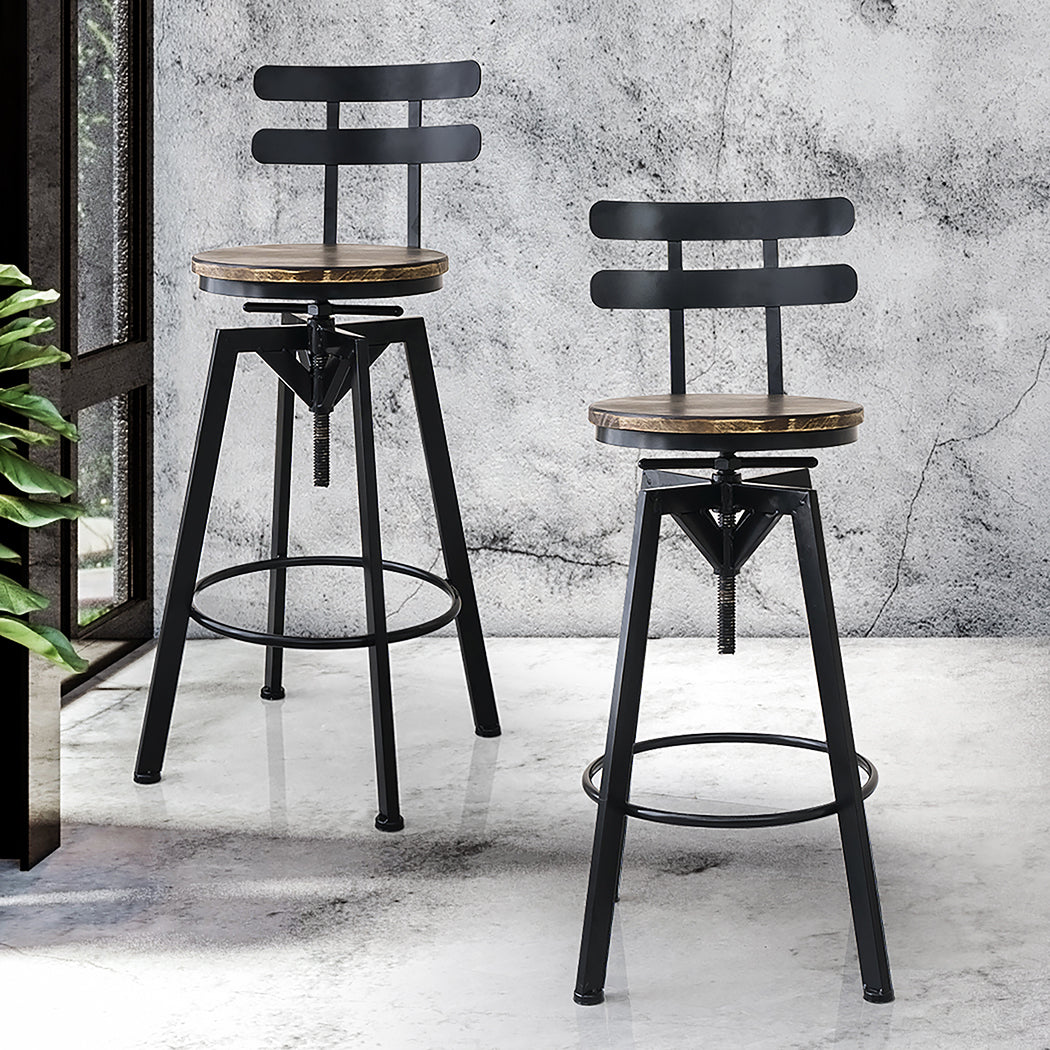 Levede 2x Bar Stool Industrial Adjustable-2065254251264872454
