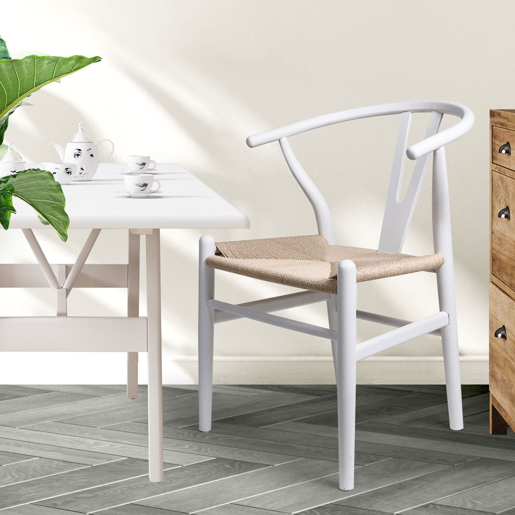 Levede 2x Dining Chairs Wooden Hans White-2065254609454239746