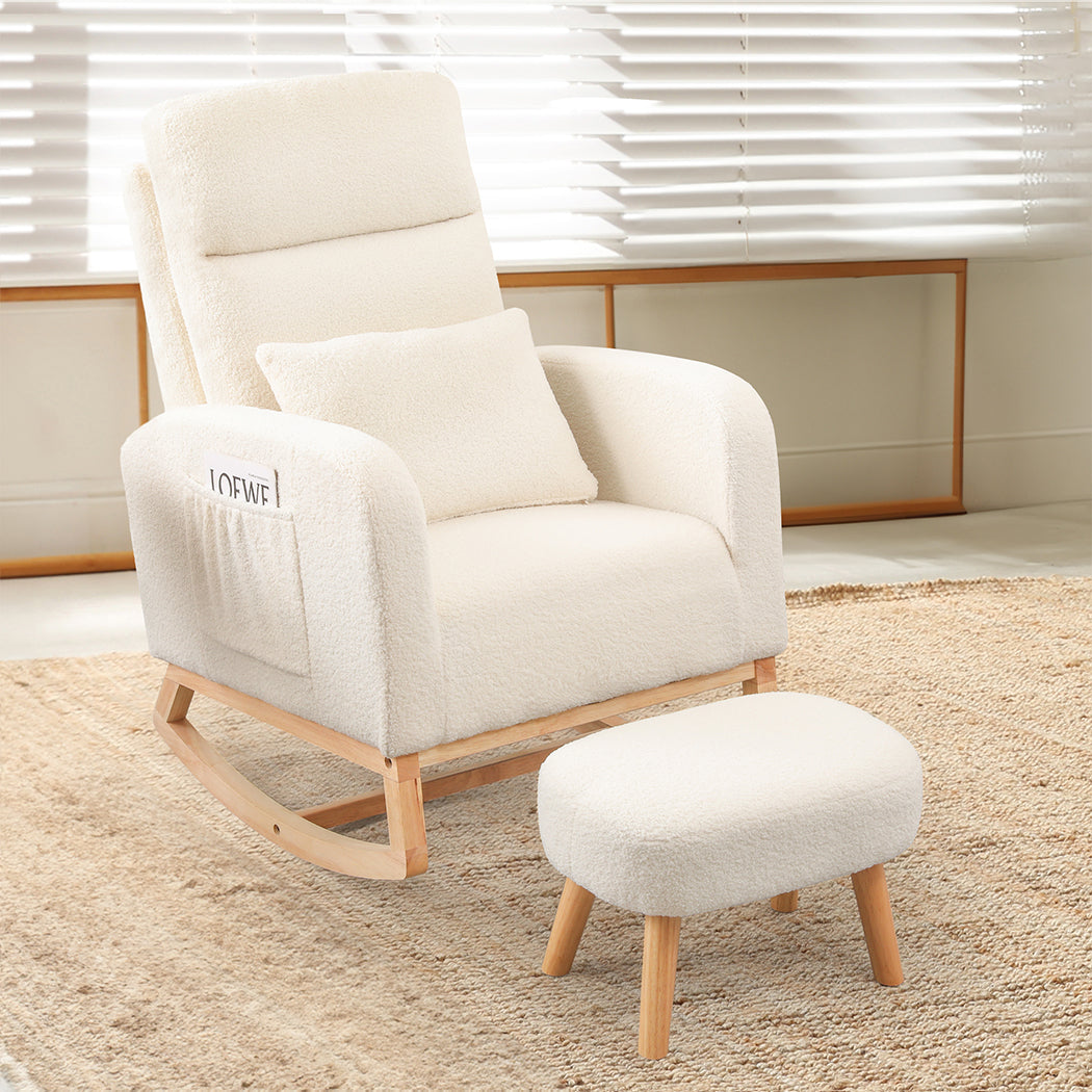 Levede Rocking Chair Ottoman Footrest With Side Pocket-2065254225570566151