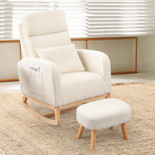 Levede Rocking Chair Ottoman Footrest With Side Pocket-2065254225570566151