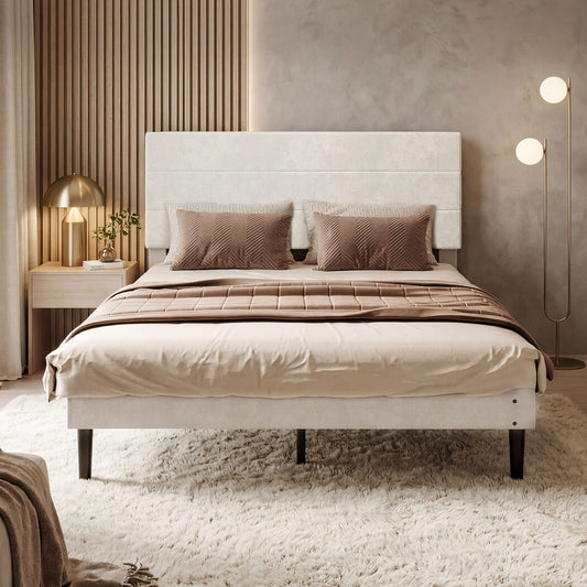 Levede Queen Bed Frame Upholstered Adjustable Headboard Platform Mattress Base-2065254299683917830