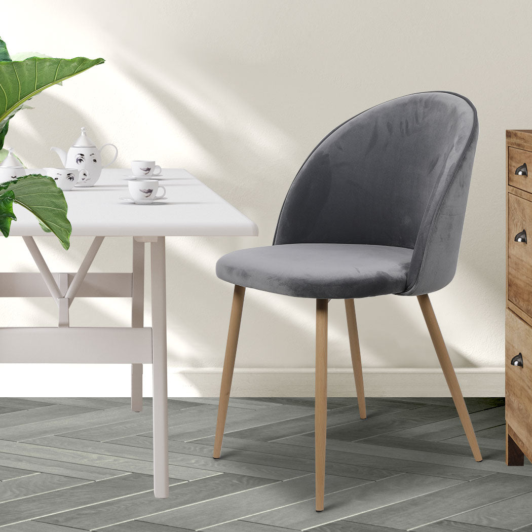 Levede 2x Dining Chairs Seat French Grey-2065254608523104262