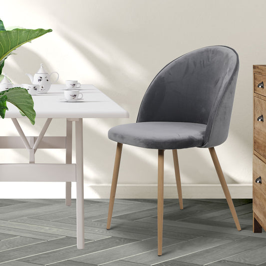 Levede 2x Dining Chairs Seat French Grey-2065254608523104262