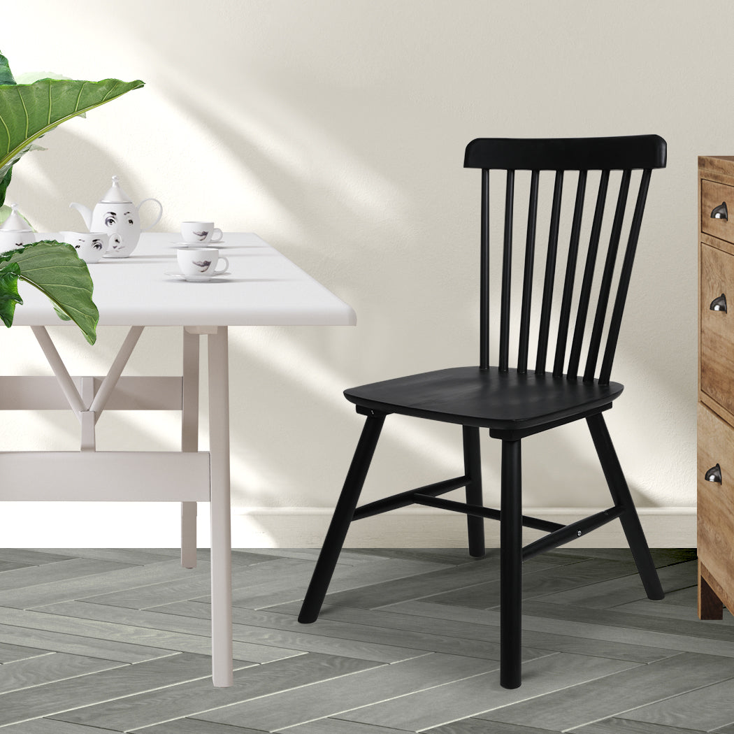 Levede 2x Dining Chairs Kitchen Winsor Black-2065254607969456134
