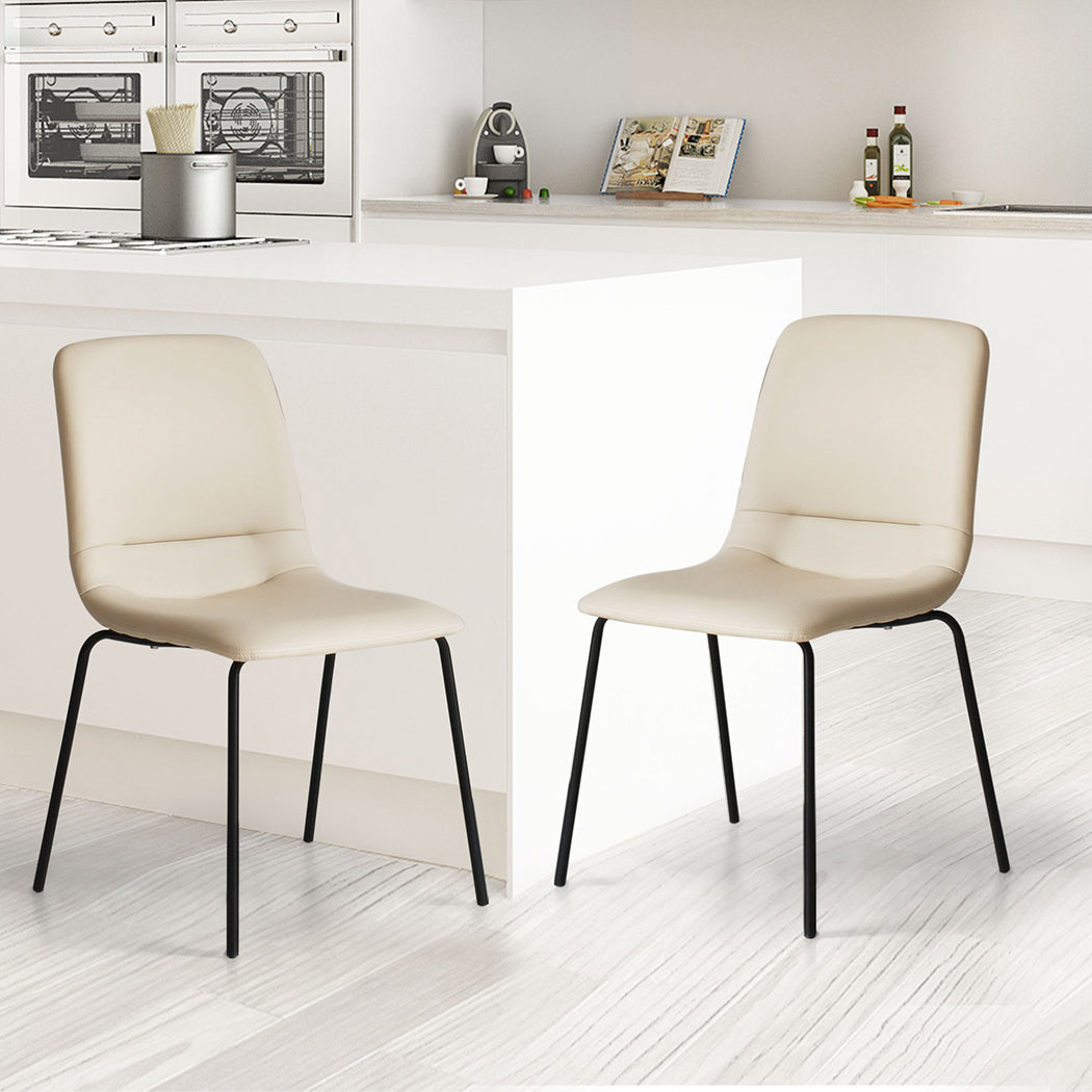 Levede Stackable Dining Chairs Kitchen Beige-2065254614399324166