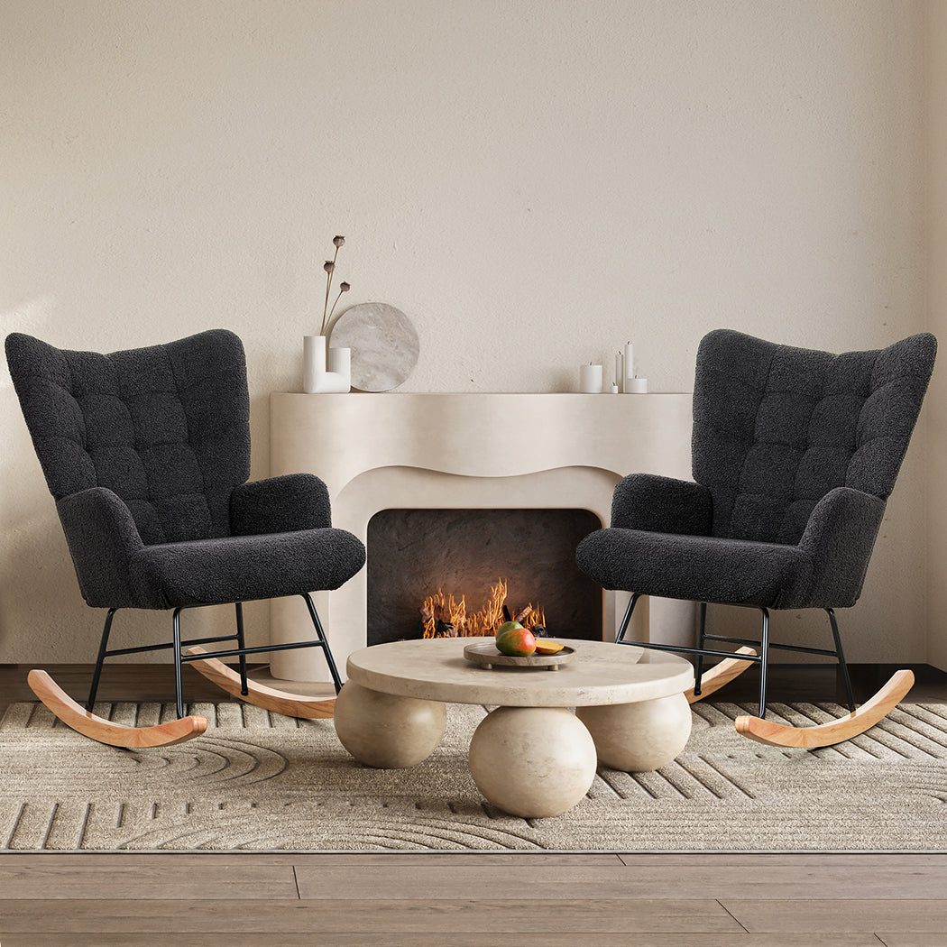 Levede Fleece Rocking Chair-2065254415224410119
