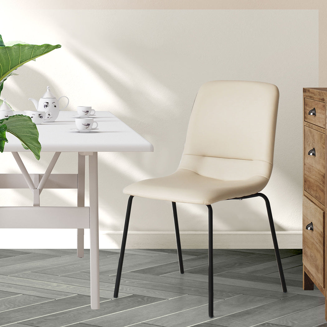 Levede Stackable Dining Chairs Kitchen Beige-2065254614399324167