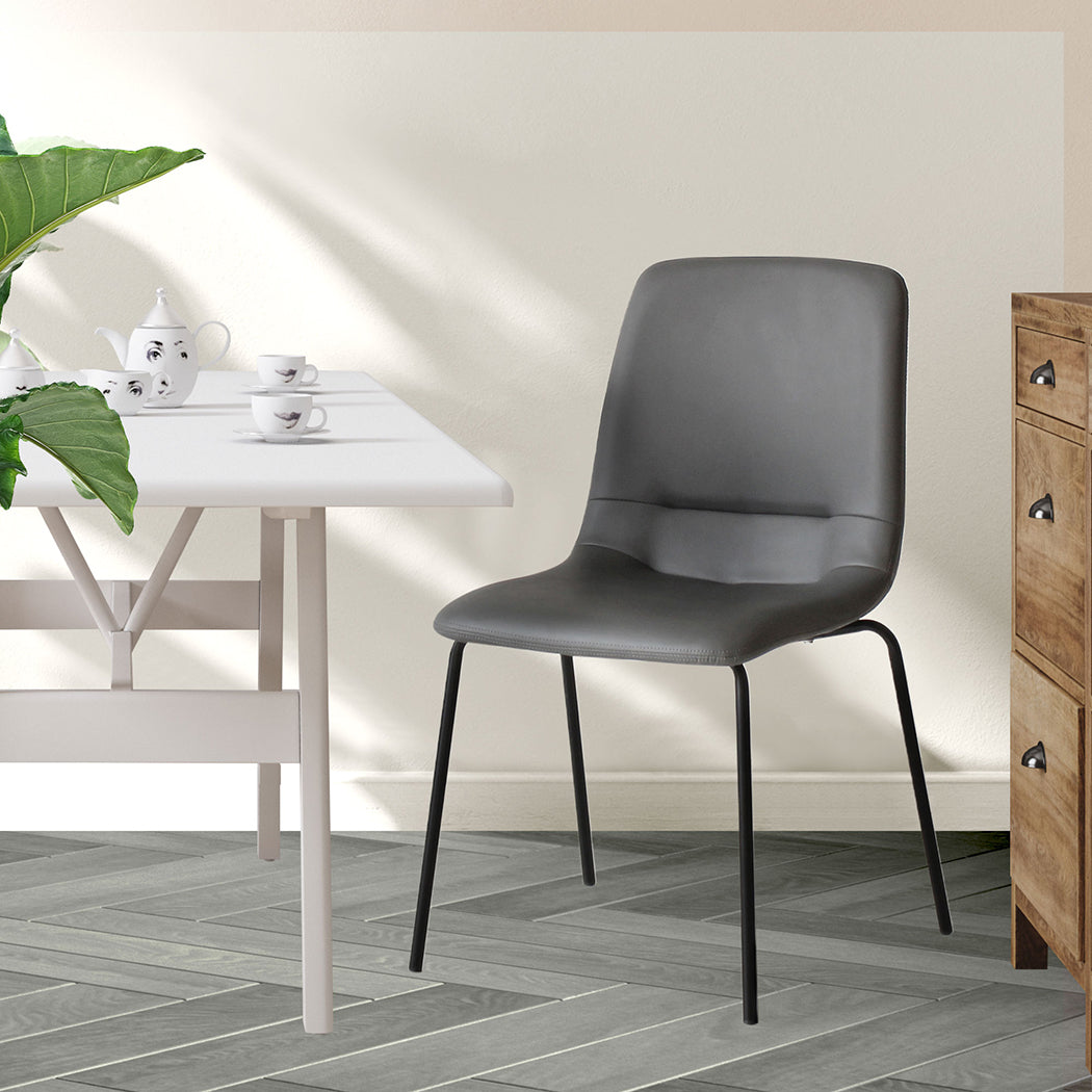 Levede Stackable Dining Chairs Kitchen Grey-2065254614567096327
