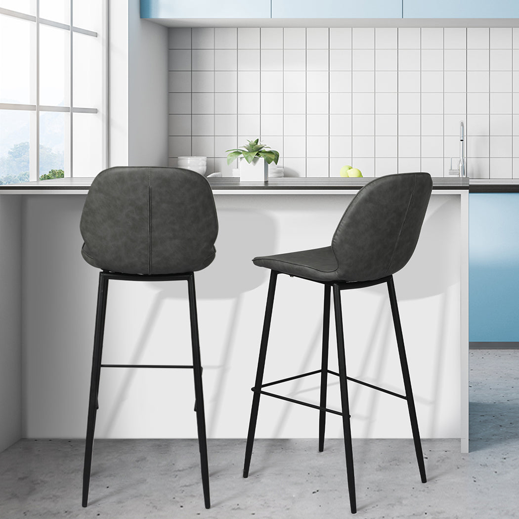 Levede 2x Bar Stool Barstools Counter Grey-2065254616609722375