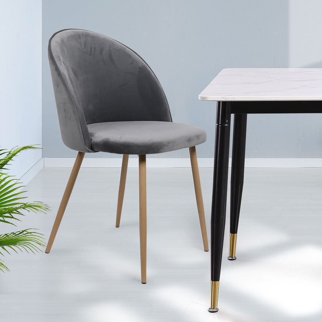 Levede 2x Dining Chairs Seat French Grey-2065254608523104263