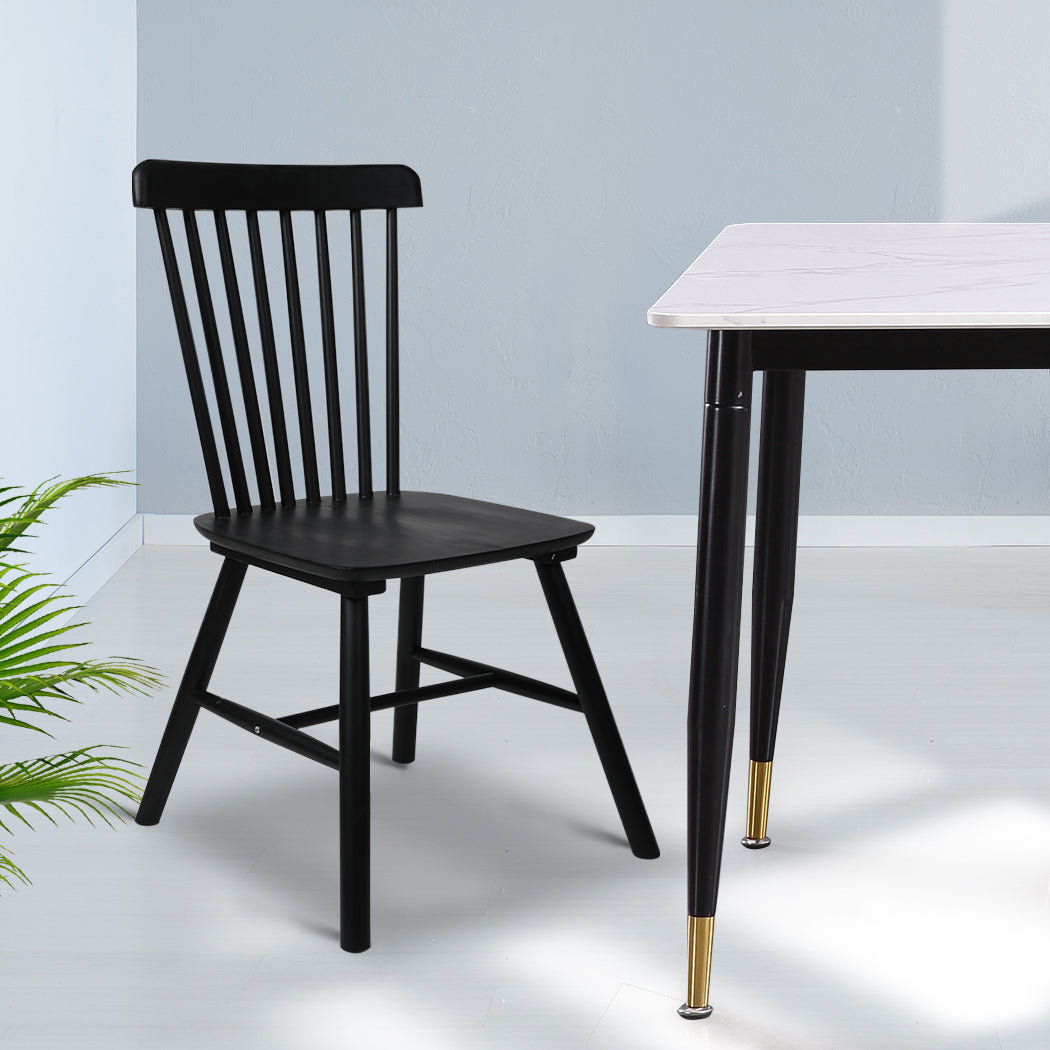 Levede 2x Dining Chairs Kitchen Winsor Black-2065254607969456135