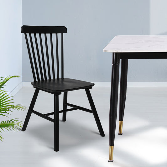 Levede 2x Dining Chairs Kitchen Winsor Black-2065254607969456135
