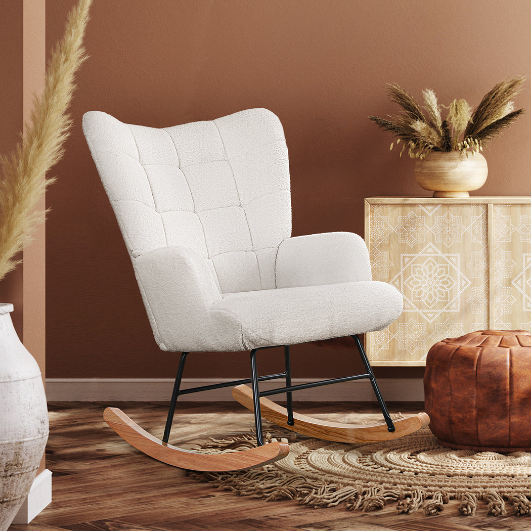 Levede Fleece Rocking Chair-2065254414955974663