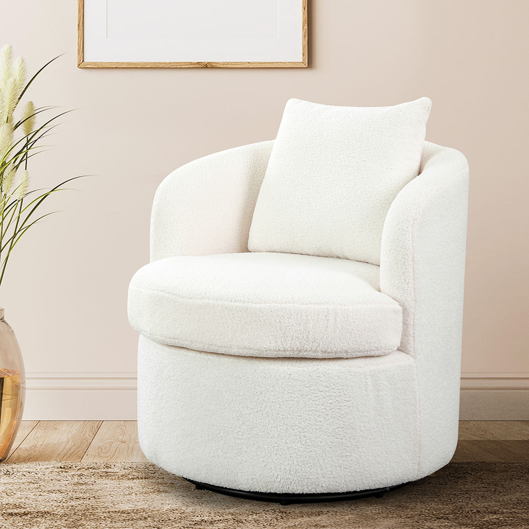 Levede Fleece Swivel Chair-2065254415488651271