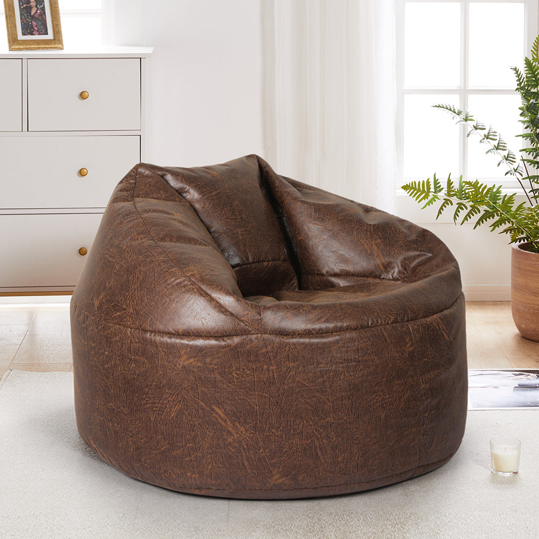 Marlow Bean Bag Chair Cover PU Couch Brown-2029387279700725767