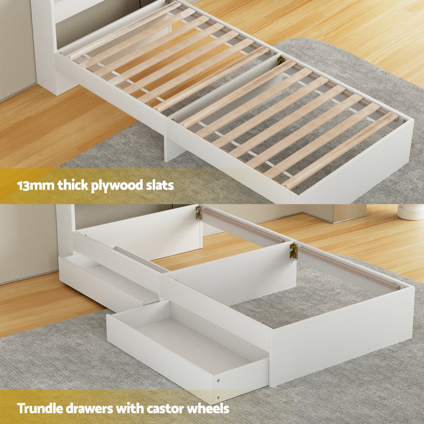 Giselle Single Mattress with 5-Zone Pocket Springs and Wooden Storage Bed Frame Set