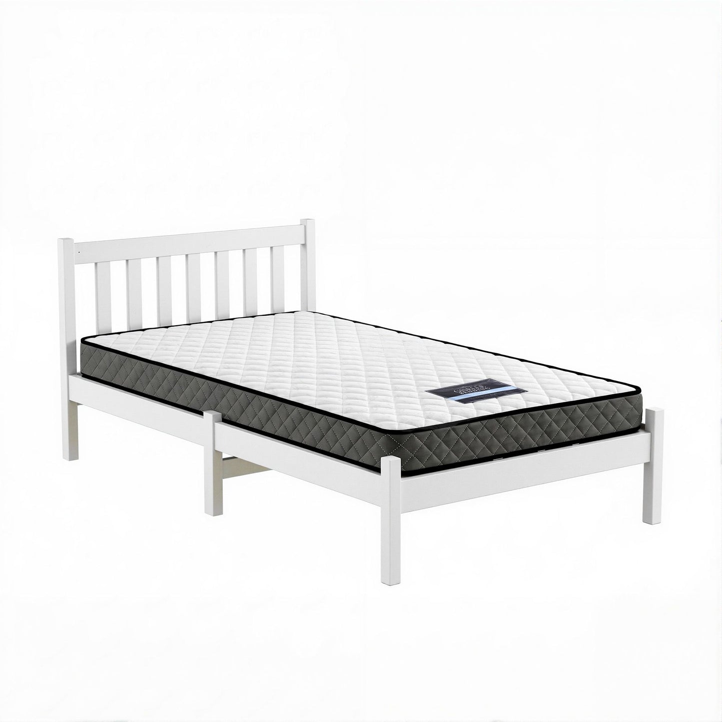 Giselle Single Bed Set – Solid Pine Frame with 16cm Mattress, White
