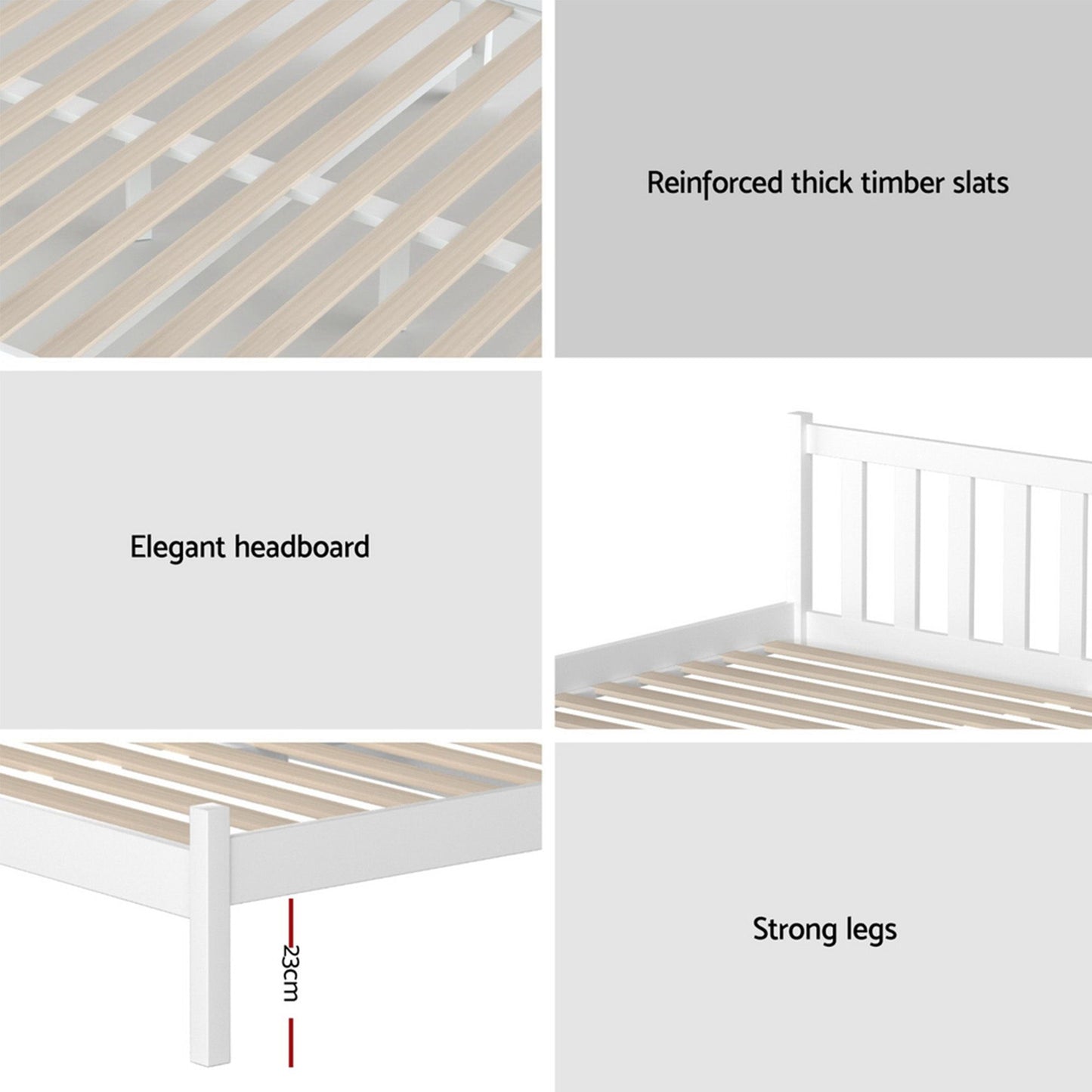Giselle Single Bed Set – Solid Pine Frame with 16cm Mattress, White