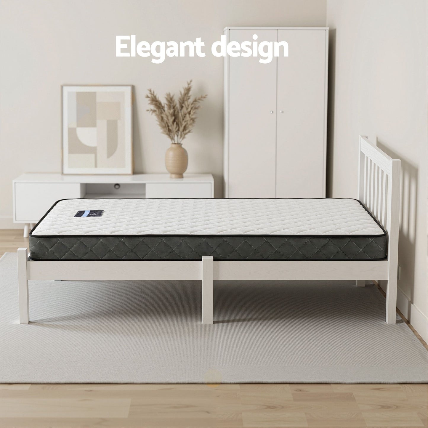 Giselle Single Bed Set – Solid Pine Frame with 16cm Mattress, White