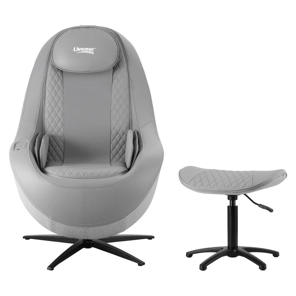 Massage Chair 3D Roli Electric Recliner with Bluetooth Speaker, Grey PU Leather